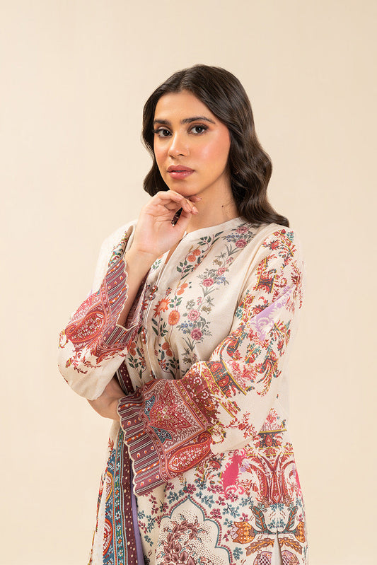 3 PIECE PRINTED LAWN SUIT-ECRU PAISLY (UNSTITCHED)