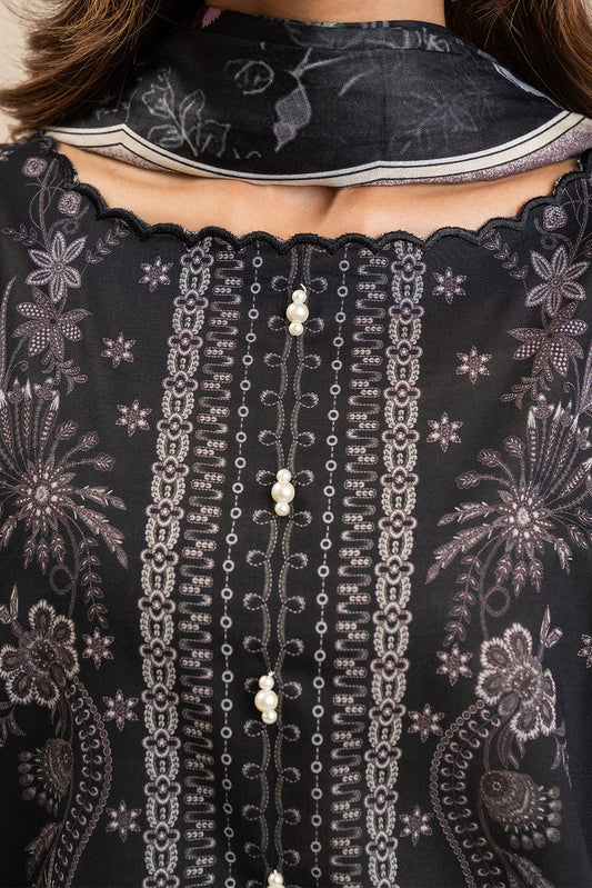3 PIECE PRINTED LAWN SUIT-ONYX BLOOM (UNSTITCHED)
