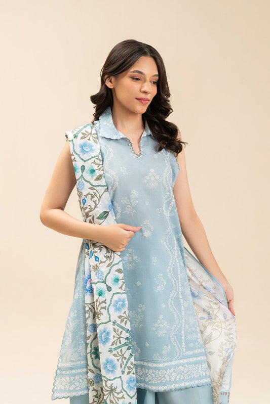 3 PIECE PRINTED LAWN SUIT-CELESTIAL BLOOMS (UNSTITCHED)
