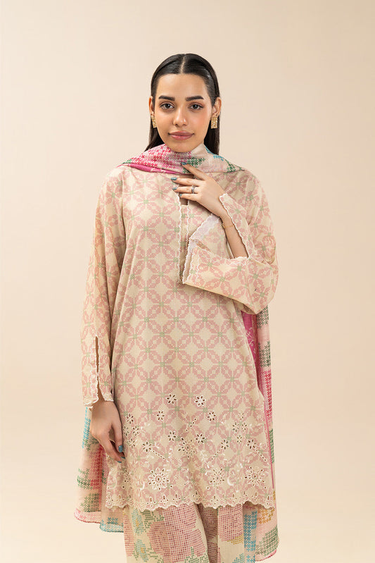3 PIECE EMBROIDERED LAWN SUIT-ROSE ALLURE (UNSTITCHED)