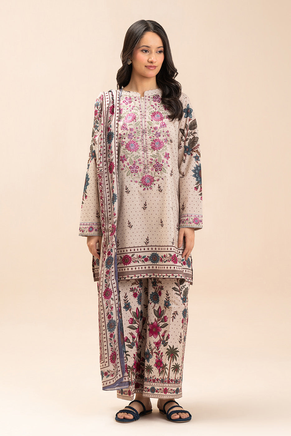 3 PIECE EMBROIDERED LAWN SUIT-FLEUR CHARM (UNSTITCHED)