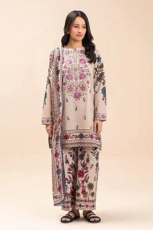 3 PIECE EMBROIDERED LAWN SUIT-FLEUR CHARM (UNSTITCHED)