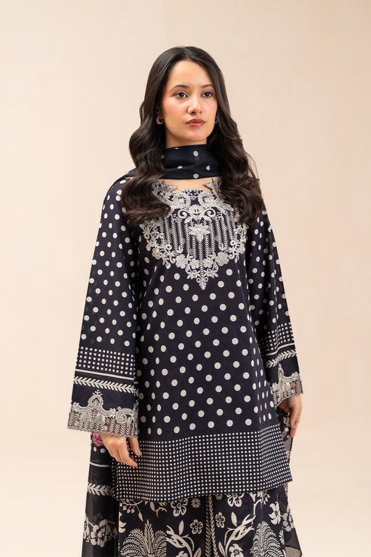 3 PIECE EMBROIDERED LAWN SUIT-MONOCHROME GARDEN (UNSTITCHED)