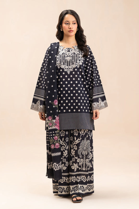 3 PIECE EMBROIDERED LAWN SUIT-MONOCHROME GARDEN (UNSTITCHED)