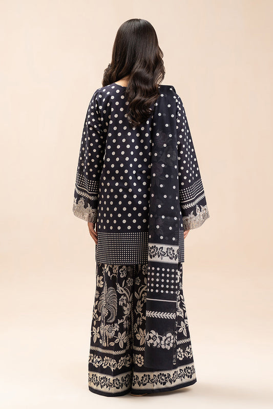 3 PIECE EMBROIDERED LAWN SUIT-MONOCHROME GARDEN (UNSTITCHED)