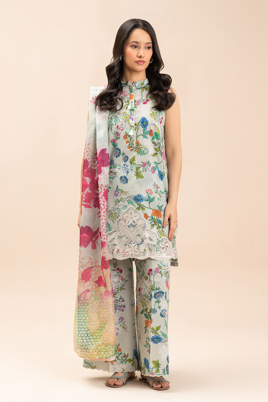 3 PIECE EMBROIDERED LAWN SUIT-FLORAL MEDLEY (UNSTITCHED)