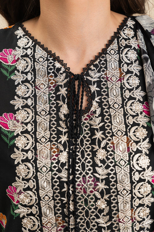 3 PIECE EMBROIDERED LAWN SUIT-EBONY FLORA (UNSTITCHED)