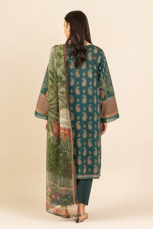 3 PIECE EMBROIDERED LAWN SUIT-CHROME MEADOW ( UNSTITCHED )