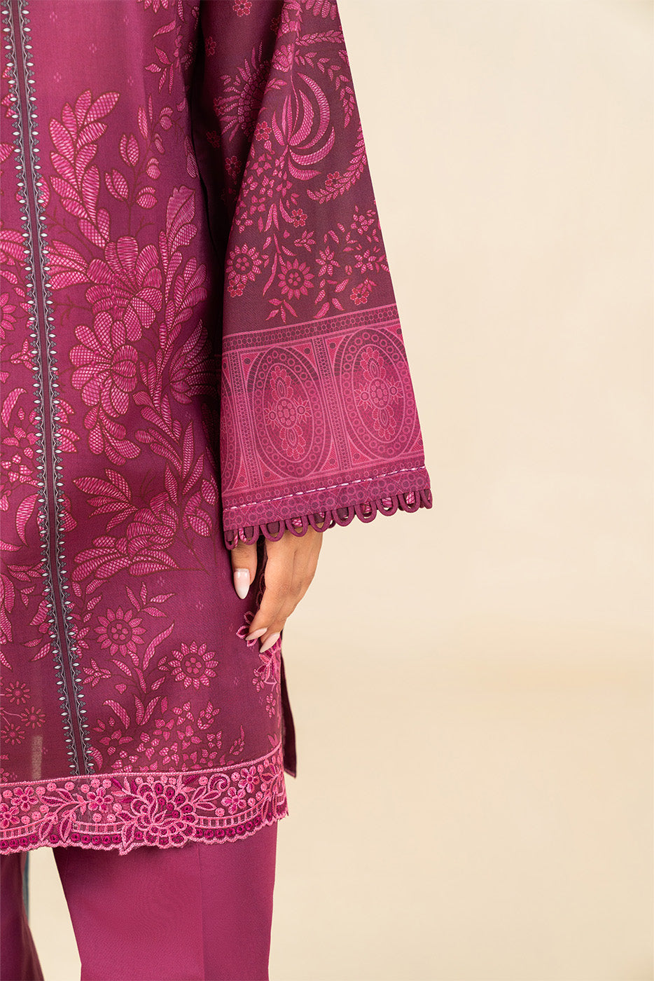 3 PIECE EMBROIDERED LAWN SUIT-PLUM WHISPER (UNSTITCHED)