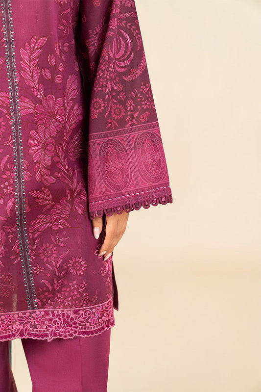 3 PIECE EMBROIDERED LAWN SUIT-PLUM WHISPER (UNSTITCHED)