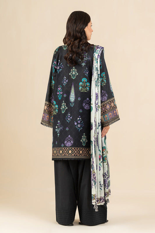 3 PIECE EMBROIDERED LAWN SUIT-CHARCOAL CHARM (UNSTITCHED)