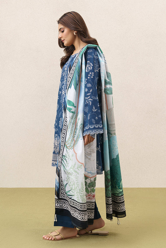 3 PIECE EMBROIDERED LAWN SUIT-MIDNIGHT AURA (UNSTITCHED)