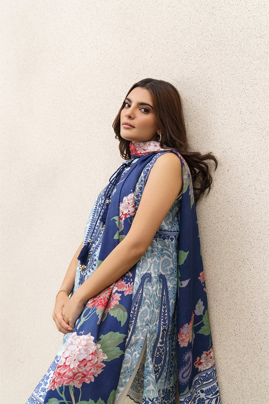 3 PIECE EMBROIDERED LAWN SUIT-AZURE DUSK (UNSTITCHED)