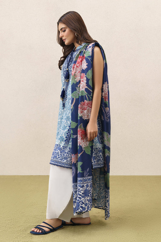 3 PIECE EMBROIDERED LAWN SUIT-AZURE DUSK (UNSTITCHED)
