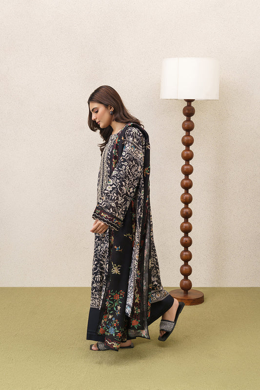 3 PIECE EMBROIDERED LAWN SUIT-FLORAL FOREST (UNSTITCHED)