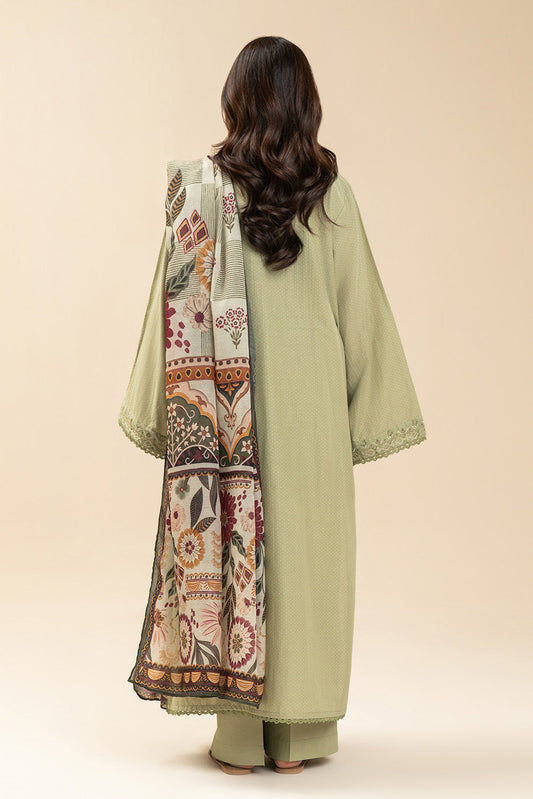 2 PIECE EMBROIDERED SELF JACQUARD SUIT-OPULENT SAGE (UNSTITCHED)