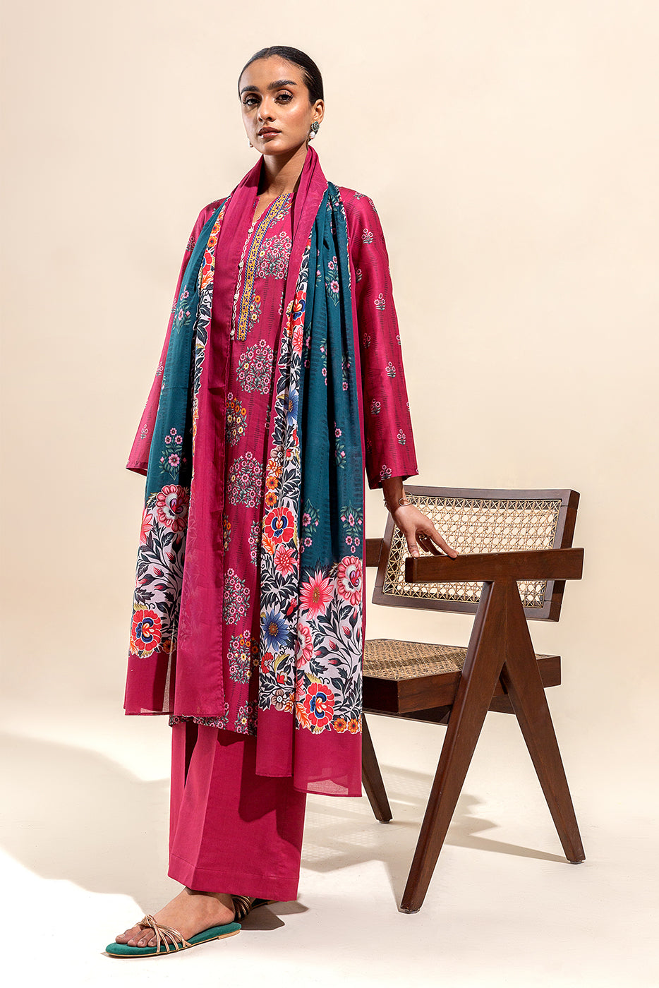 3 PIECE PRINTED LAWN SUIT-ROSETTE DAWN (UNSTITCHED)