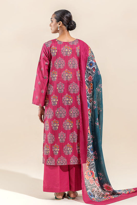 3 PIECE PRINTED LAWN SUIT-ROSETTE DAWN (UNSTITCHED)