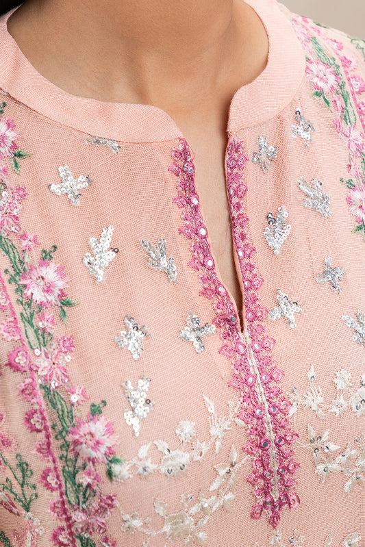 2 PIECE EMBROIDERED COTTON NET SUIT (LUXURY-PRET)