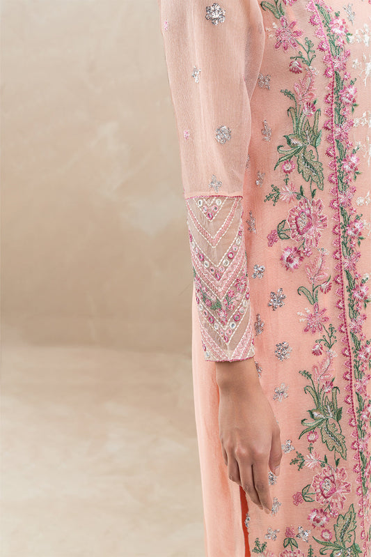 2 PIECE EMBROIDERED COTTON NET SUIT (LUXURY-PRET)