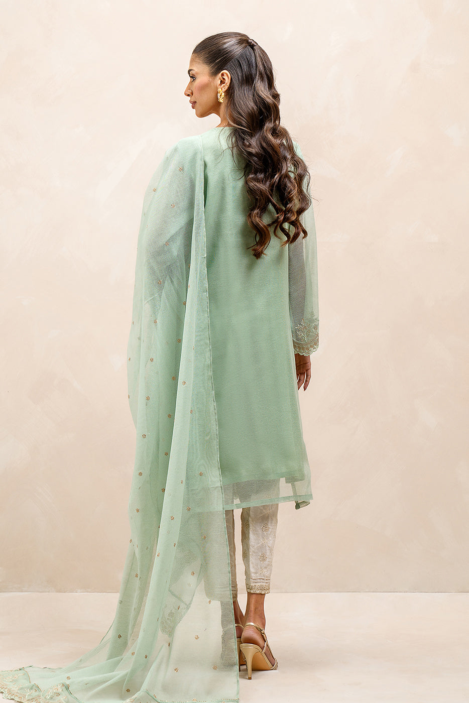 2 PIECE EMBROIDERED COTTON NET SUIT (LUXURY-PRET)