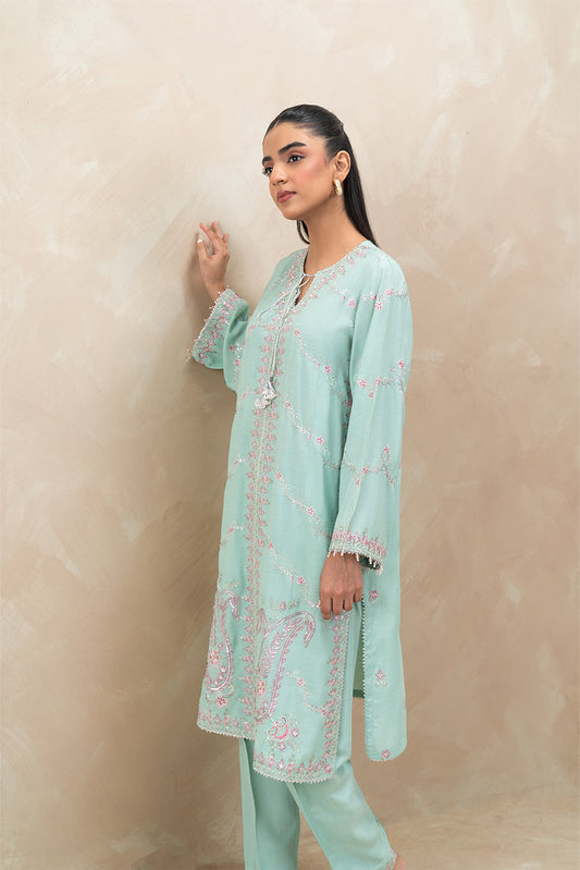 2 PIECE EMBROIDERED RAW SILK SUIT (LUXURY-PRET)