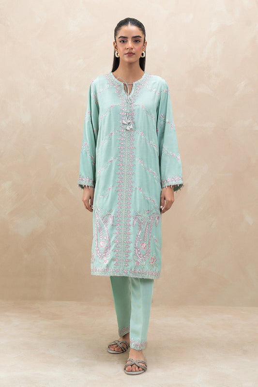 2 PIECE EMBROIDERED RAW SILK SUIT (LUXURY-PRET)