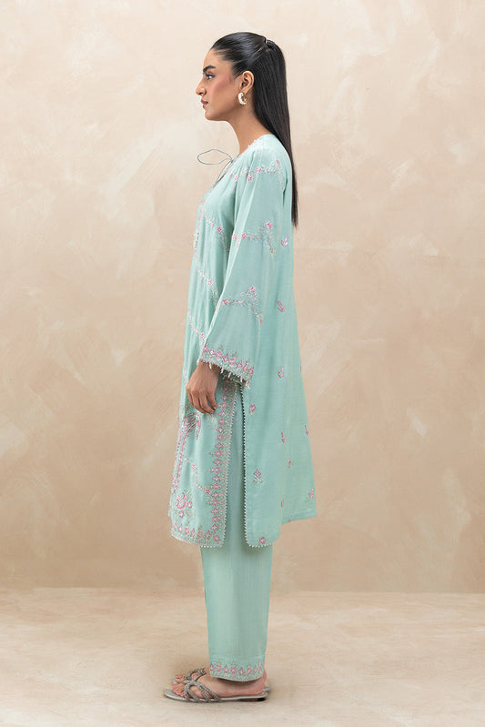 2 PIECE EMBROIDERED RAW SILK SUIT (LUXURY-PRET)