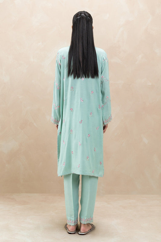 2 PIECE EMBROIDERED RAW SILK SUIT (LUXURY-PRET)
