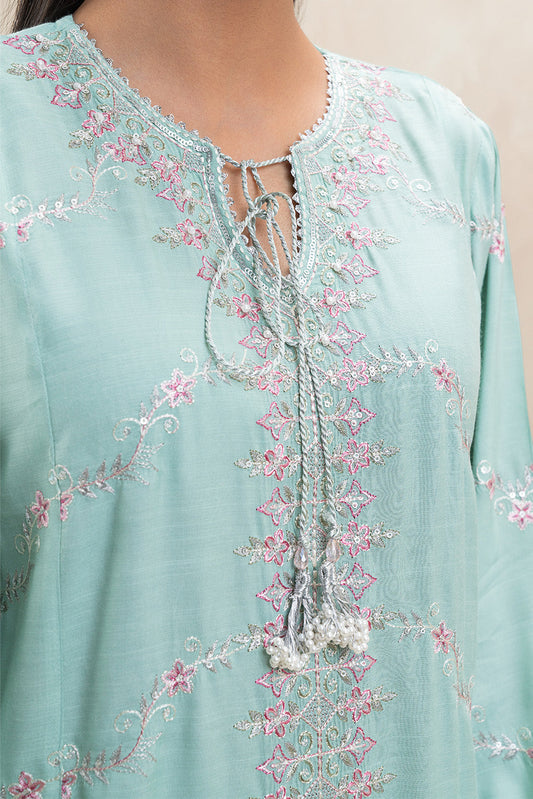 2 PIECE EMBROIDERED RAW SILK SUIT (LUXURY-PRET)