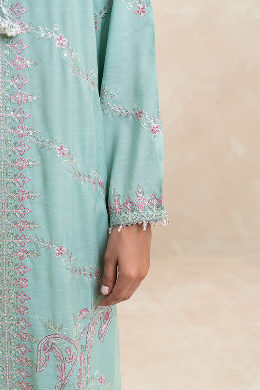 2 PIECE EMBROIDERED RAW SILK SUIT (LUXURY-PRET)