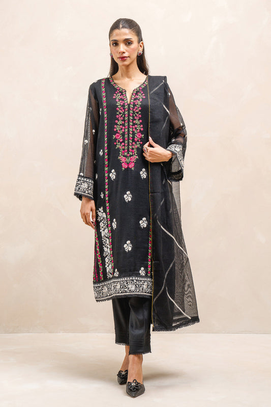 3 PIECE EMBROIDERED COTTON NET SUIT (LUXURY-PRET)