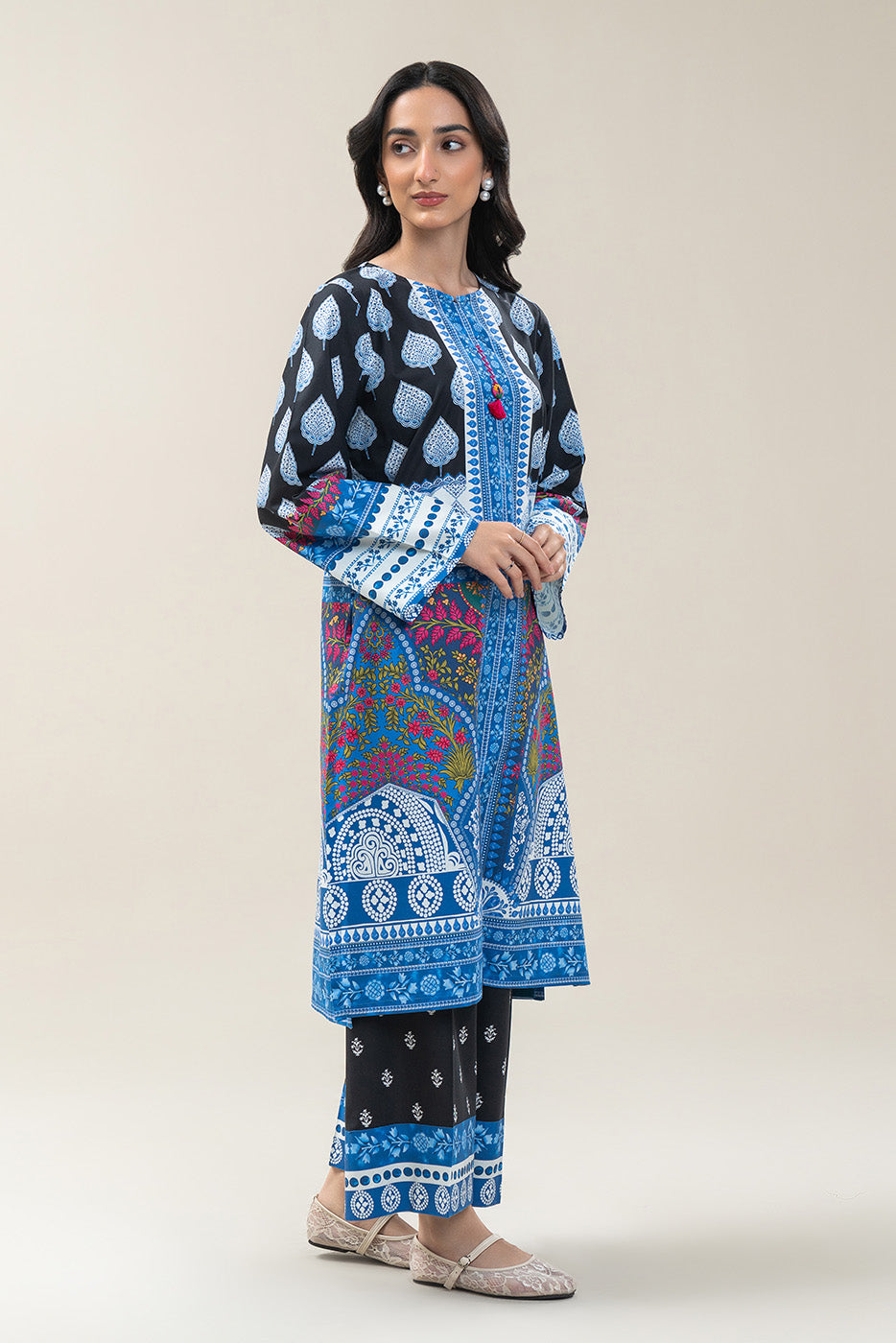 2 PIECE PRINTED COTTON VISCOSE SUIT (PRET)