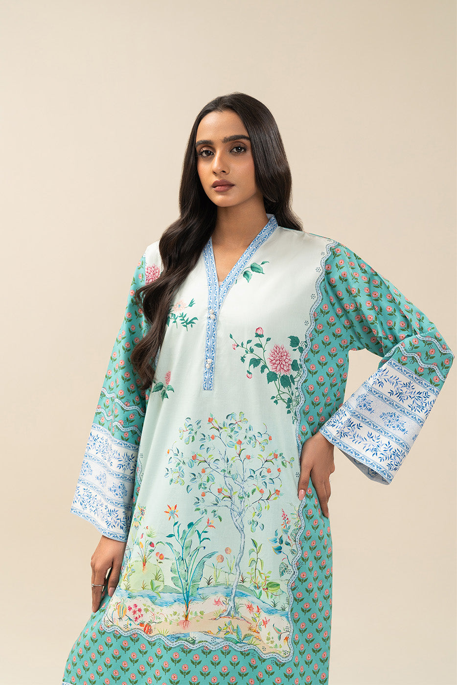 2 PIECE PRINTED COTTON VISCOSE SUIT (PRET)