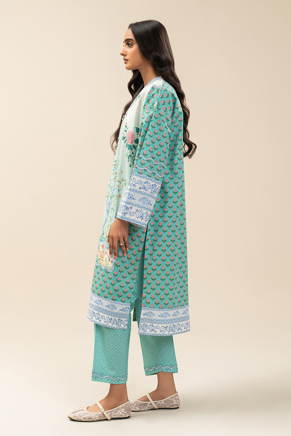 2 PIECE PRINTED COTTON VISCOSE SUIT (PRET)