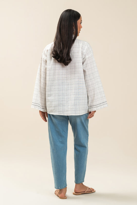 EMBROIDERED  COTTON LINEN TOP (PRET)