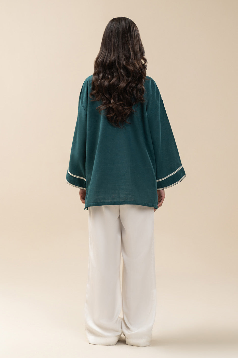 EMBROIDERED COTTON VISCOSE TOP (PRET)