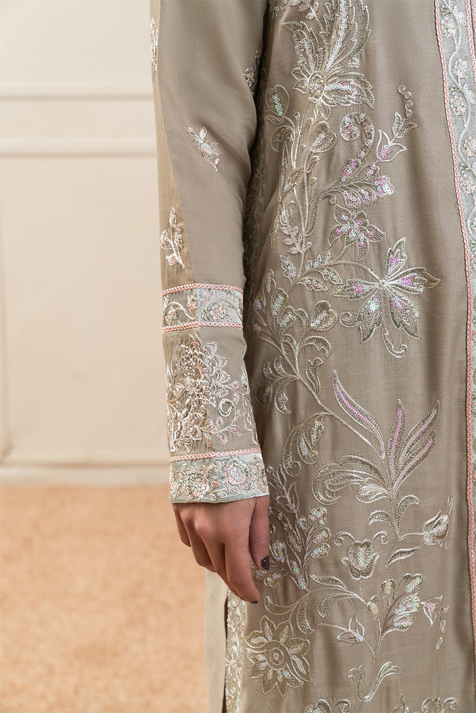 2 PIECE EMBROIDERED RAW SILK SUIT (LUXURY-PRET)