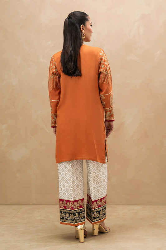 2 PIECE EMBROIDERED RAW SILK SUIT (LUXURY-PRET)