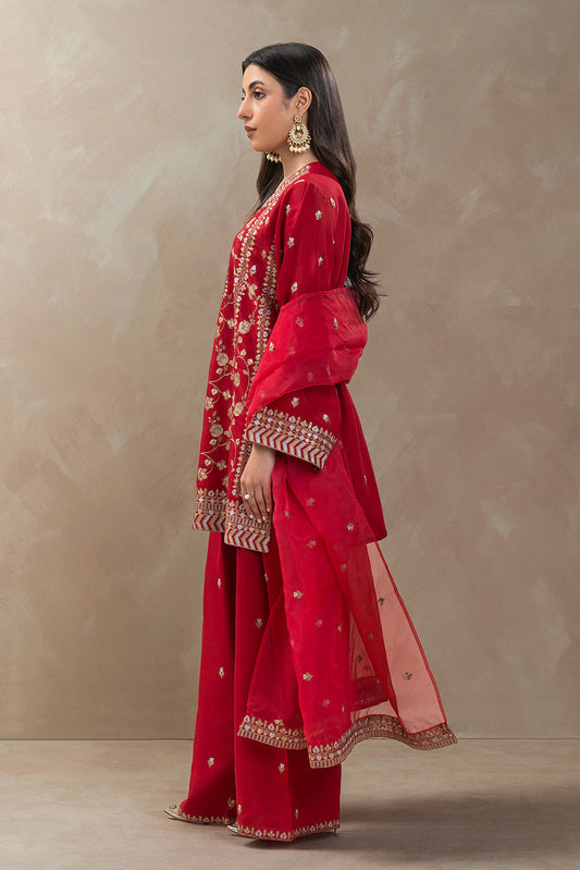 3 PIECE EMBROIDERED RAW SILK SUIT (LUXURY-PRET)