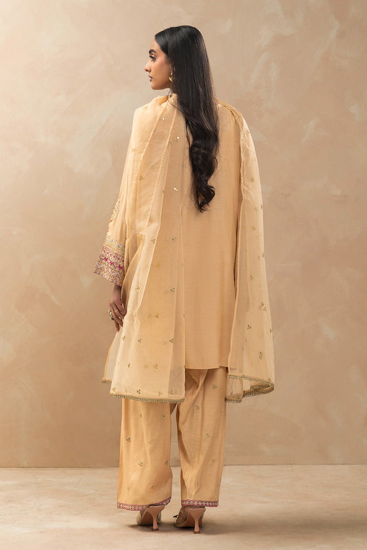 3 PIECE EMBROIDERED RAW SILK SUIT (LUXURY-PRET)
