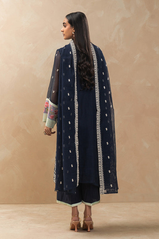 3 PIECE EMBROIDERED COTTON NET SUIT (LUXURY-PRET)