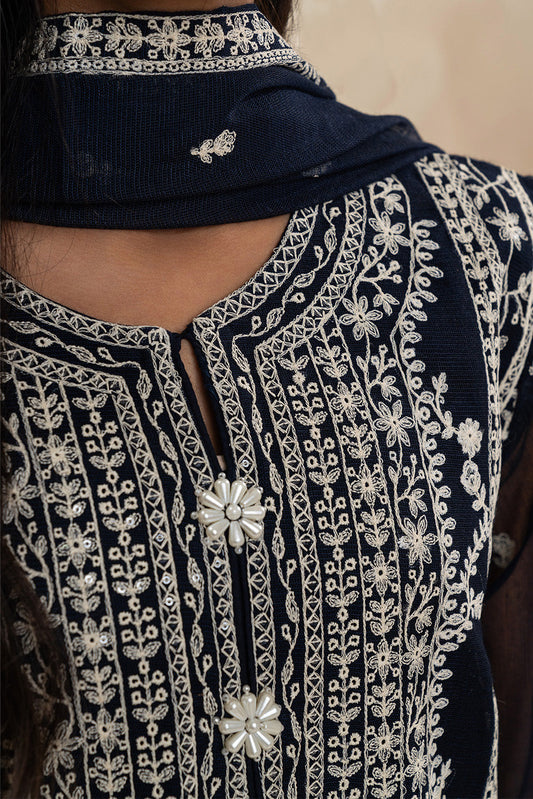 3 PIECE EMBROIDERED COTTON NET SUIT (LUXURY-PRET)