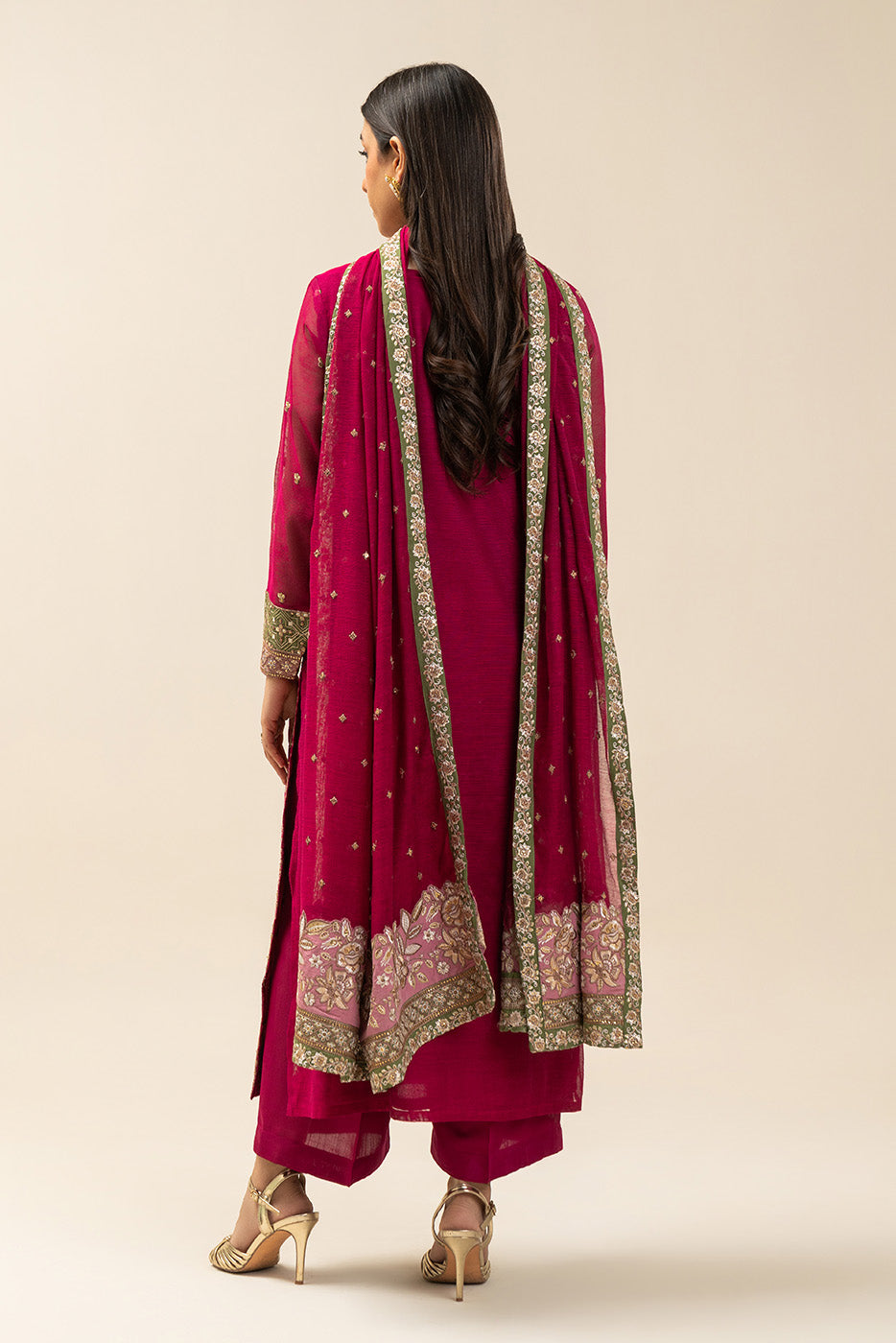 3 PIECE EMBROIDERED COTTON NET SUIT (LUXURY PRET)