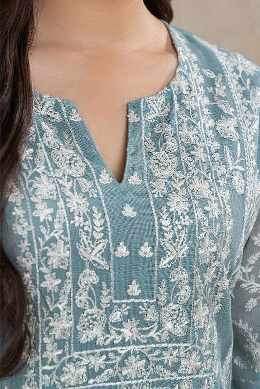 3 PIECE EMBROIDERED COTTON NET SUIT (LUXURY-PRET)