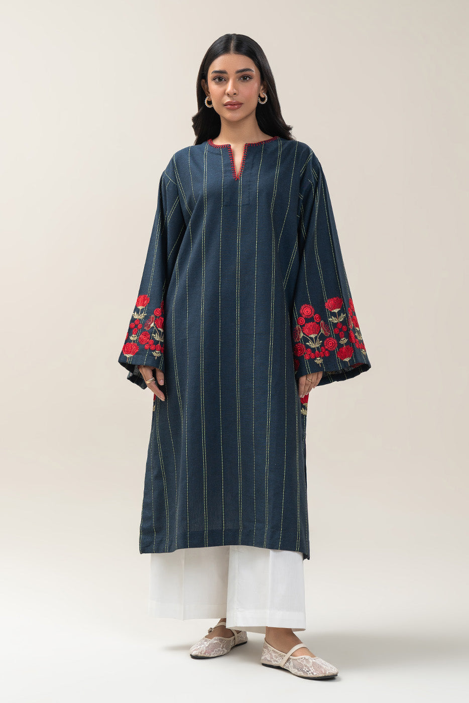 EMBROIDERED DOBBY SHIRT (PRET)