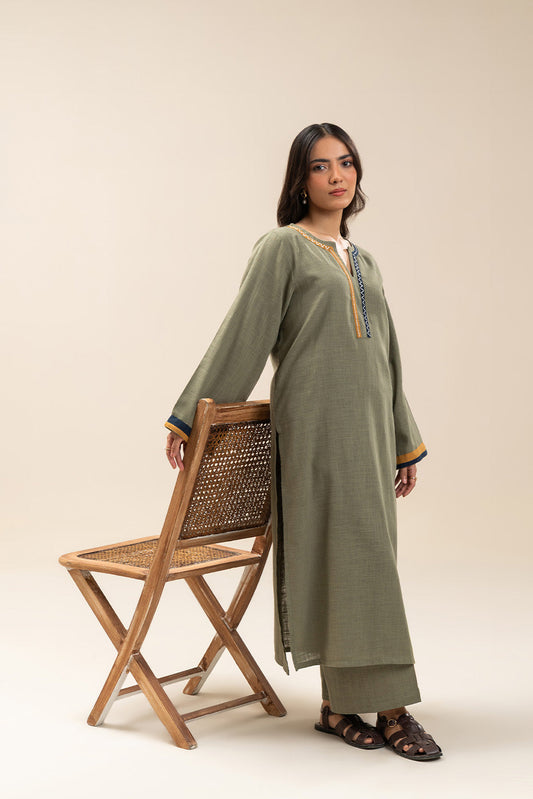 2 PIECE EMBROIDERED TWILL SUIT (PRET)