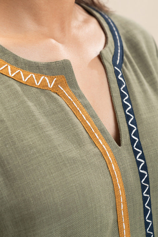 2 PIECE EMBROIDERED TWILL SUIT (PRET)