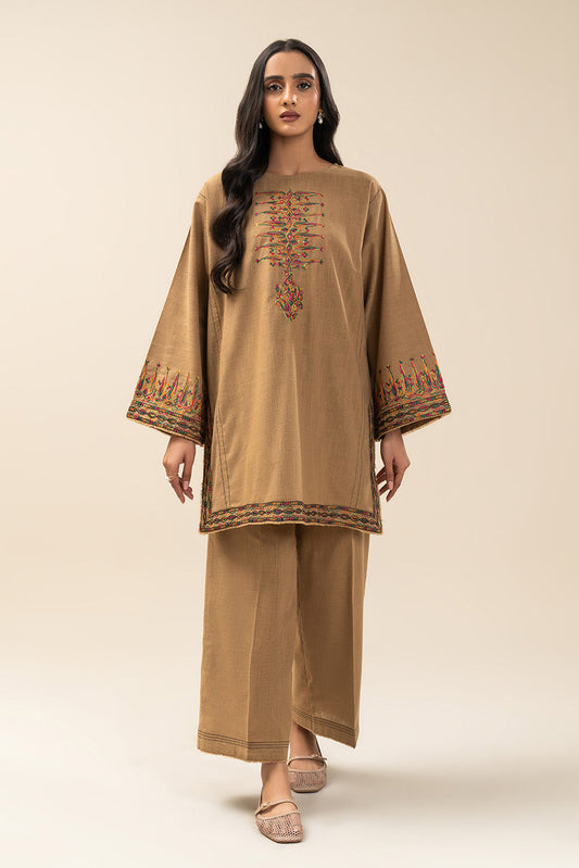 2 PIECE EMBROIDERED TWO WAY SLUB SUIT (PRET)