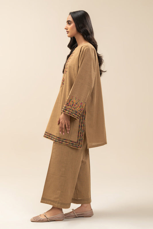 2 PIECE EMBROIDERED TWO WAY SLUB SUIT (PRET)